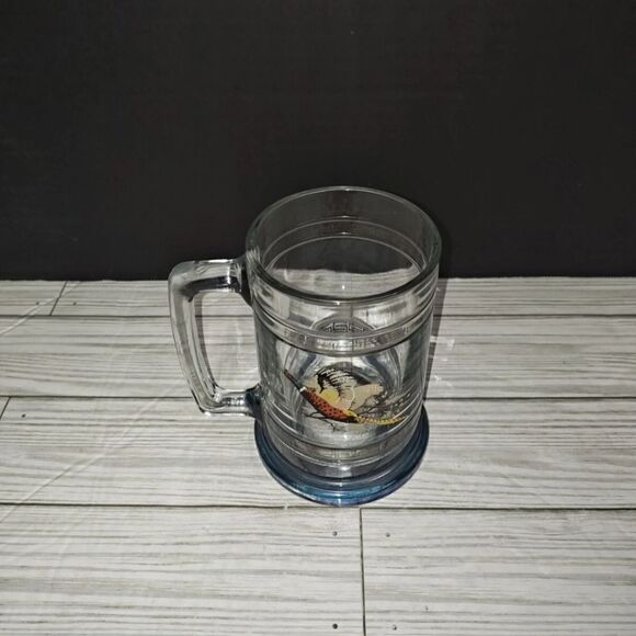 Vintage Princess House Pheasant Bird Colonial Heavy Glass Beer Stein Mug - Picture 1 of 9